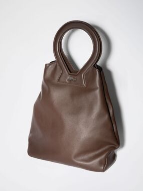 Brown Vegan Leather Tote with Top Handle & Adjustable Shoulder Strap